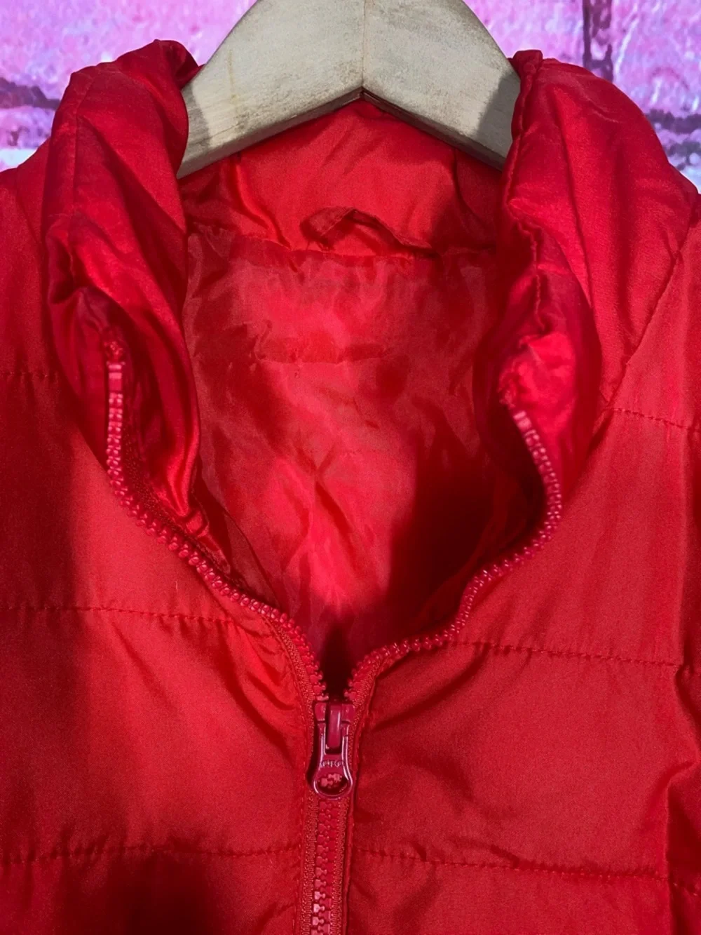Red Puffer Jacket Mens M Lightweight Quilted Zip Coat